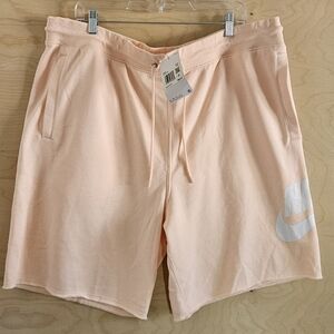 Nike Men's fleece Shorts light peach apricot color Size XXL 2XL